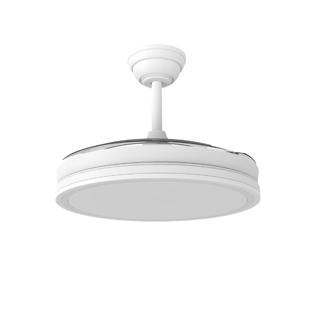Ventilador de techo retráctil con luz LED 7 velocidades, función y modo noche, Wonderlamp Marevo blanco 106 cm motor DC silencioso con APP y mando - 5