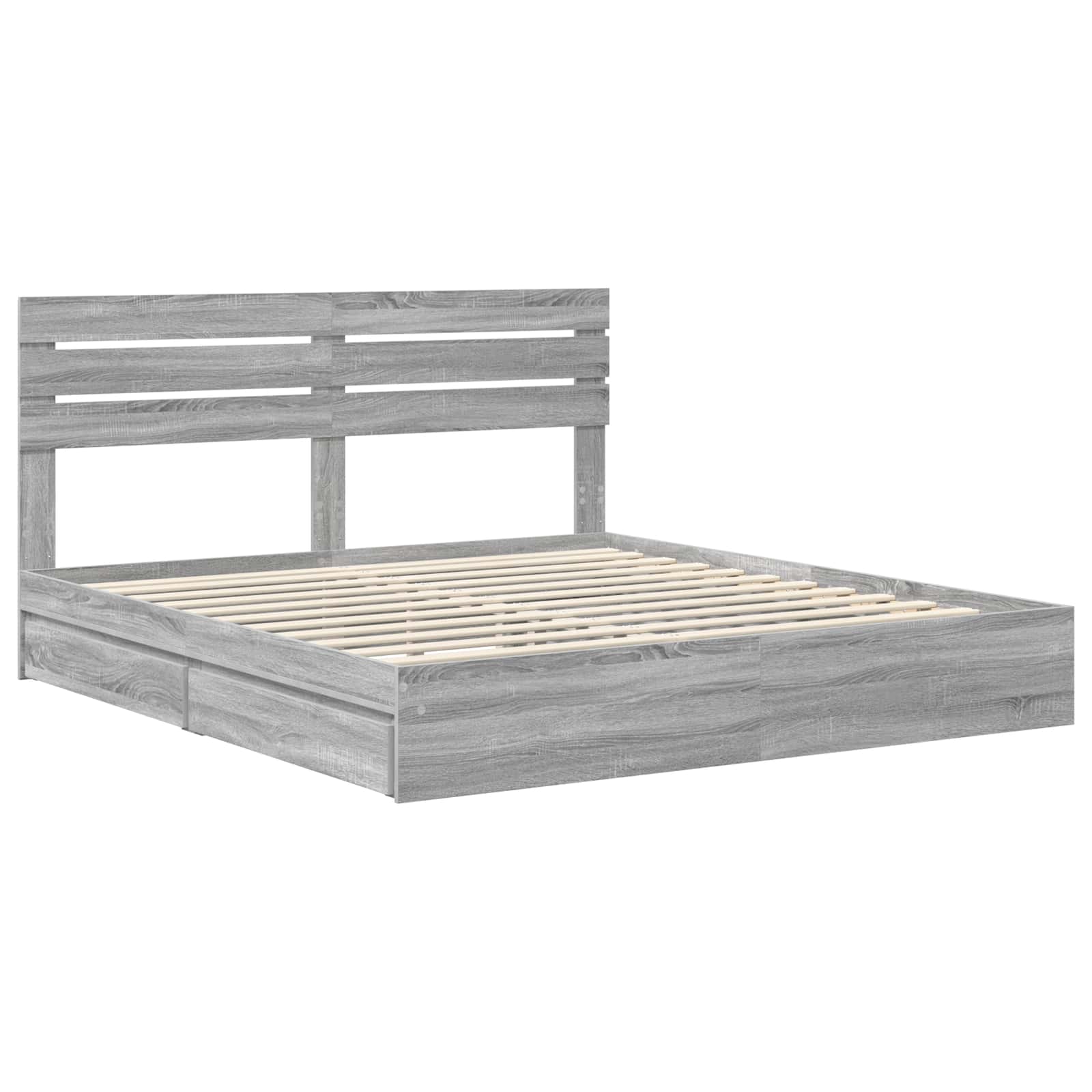 Lit de rangement gris 180 x 200 cm en panneau de bois - 4