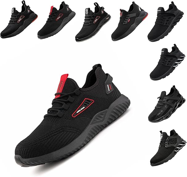 Chaussures De Sécurité Hitmars - Baskets Avec Embout Acier Et Semelle Anti-Perforation | Pour Hommes Et Femmes | Noir/Gris | Taille EU36-48