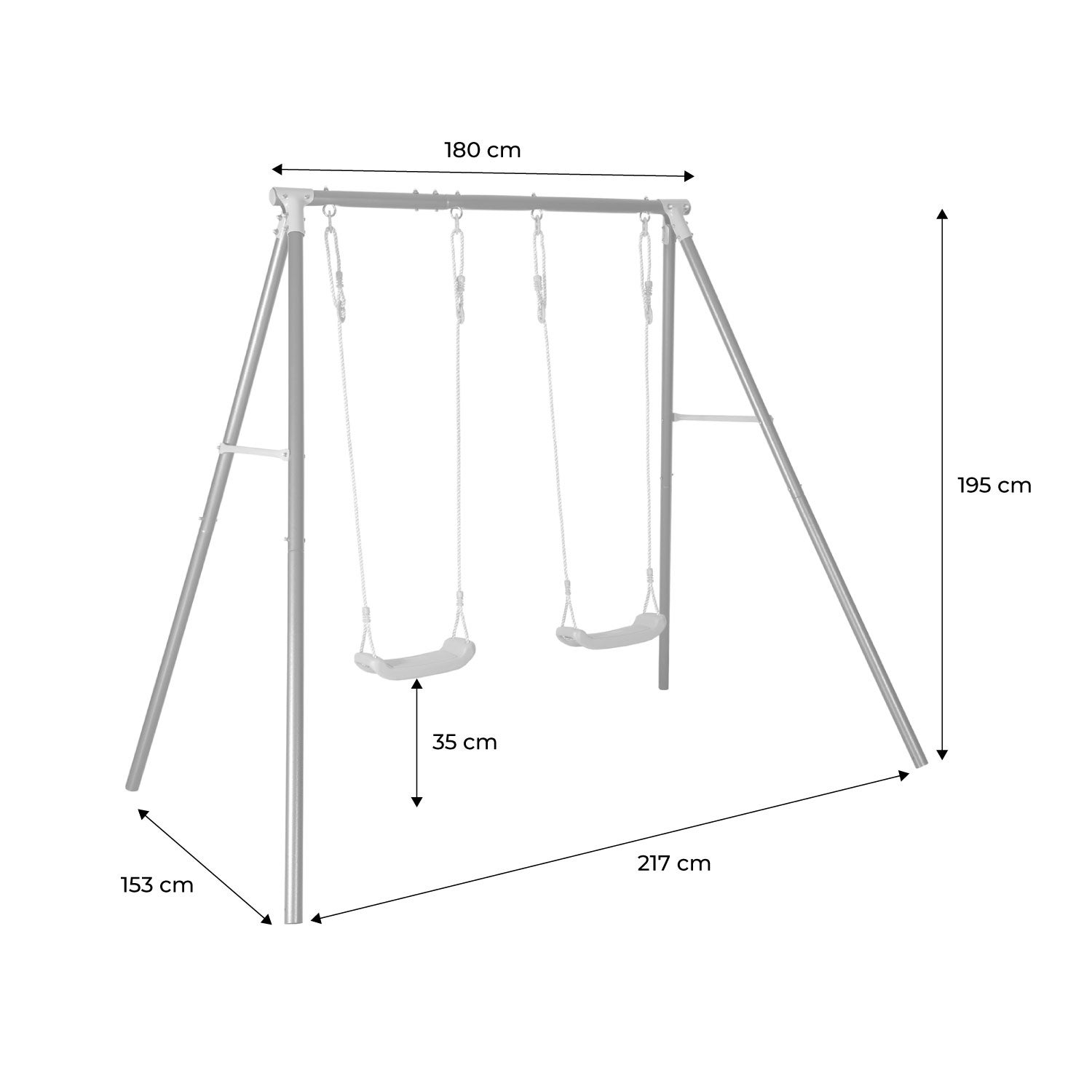 Pórtico de balançoio duplo em metal, Bise, Noir et vert, 217x153x195 cm - 5