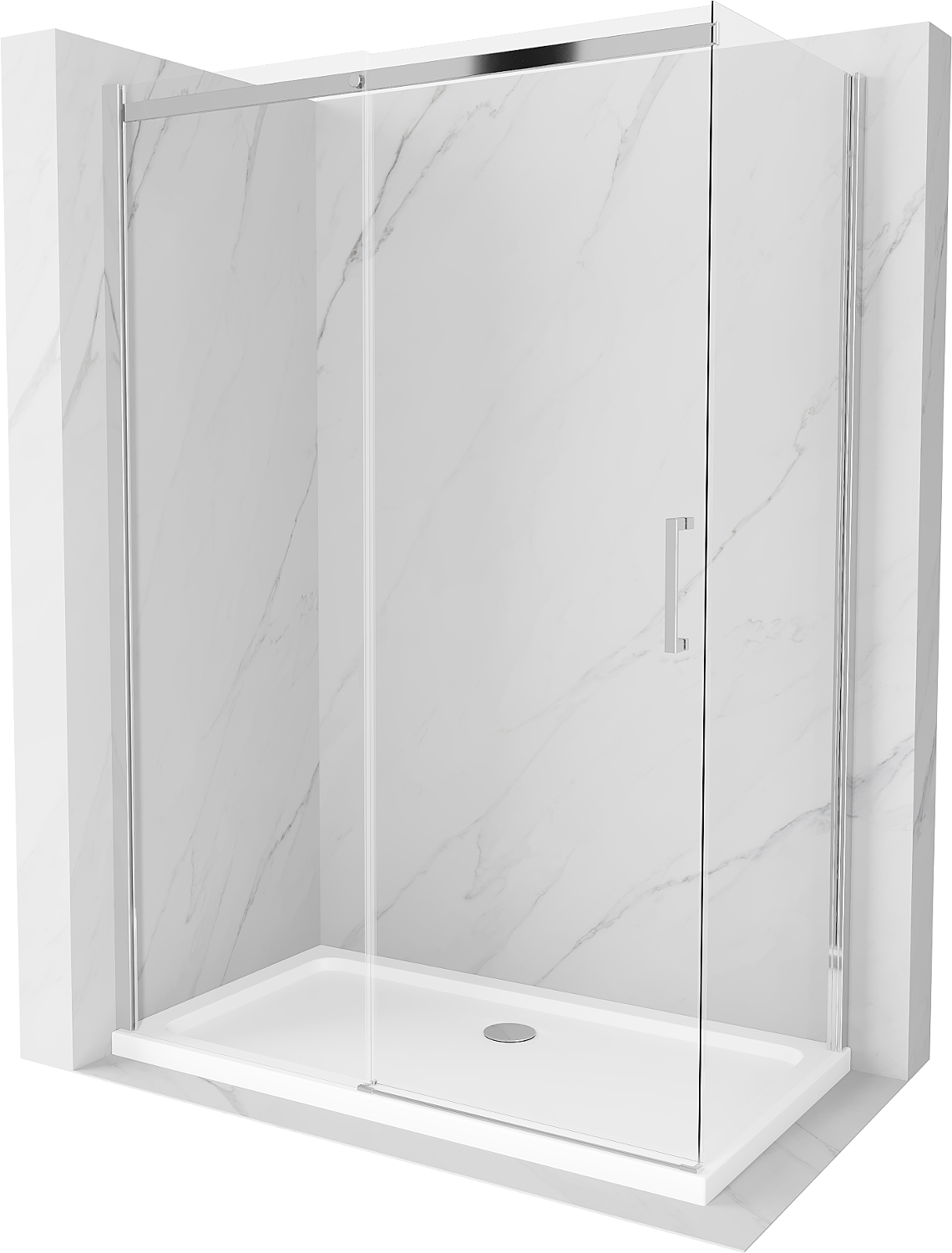 Mexen Omega kabina prysznicowa rozsuwana 140 x 80 cm, transparent, chrom + brodzik Flat - 825-140-080-01-00-4010