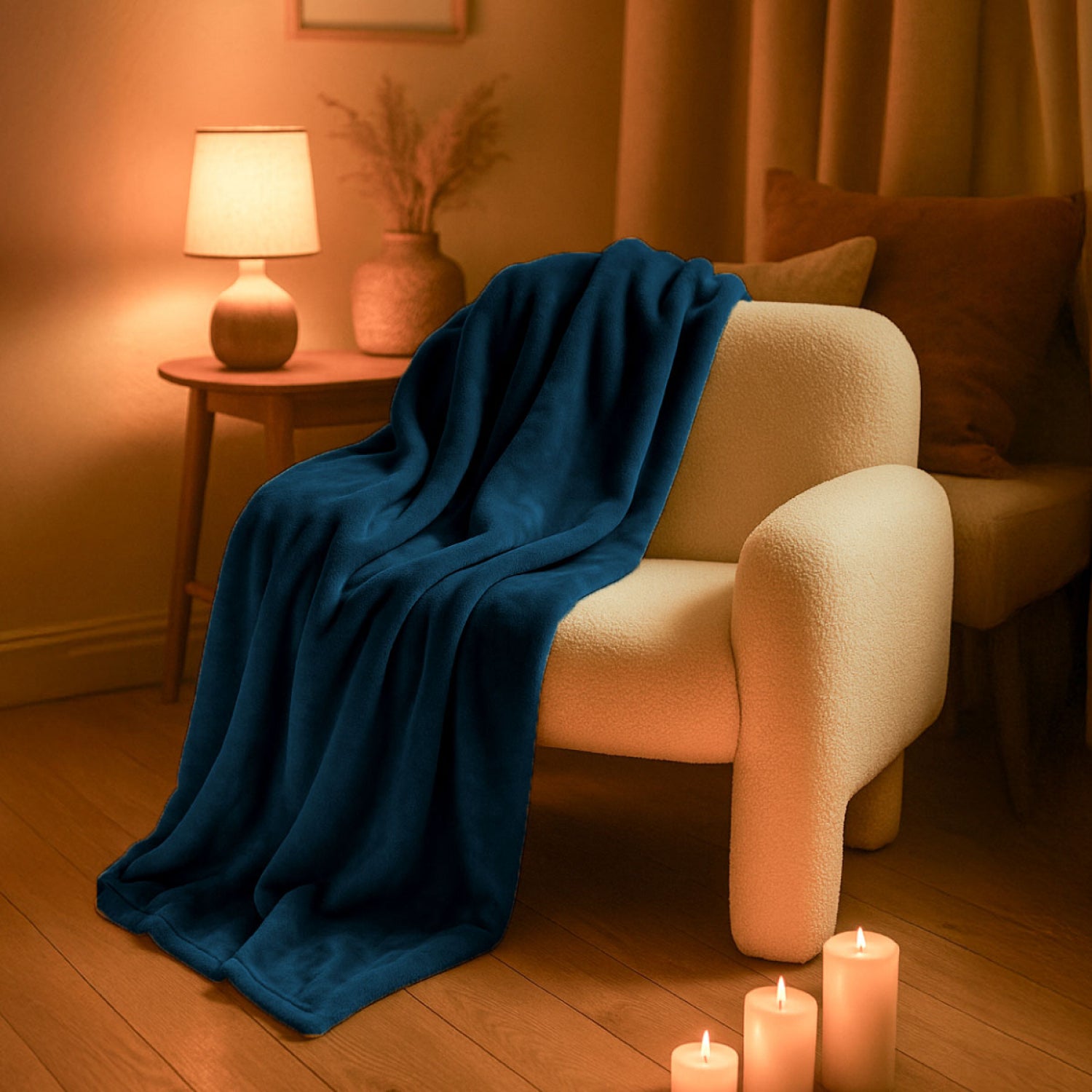 Couverture, plaid polaire, jeté de canapé 150 x 200 cm en flanelle ultra doux - Bleu - Vivezen - 3