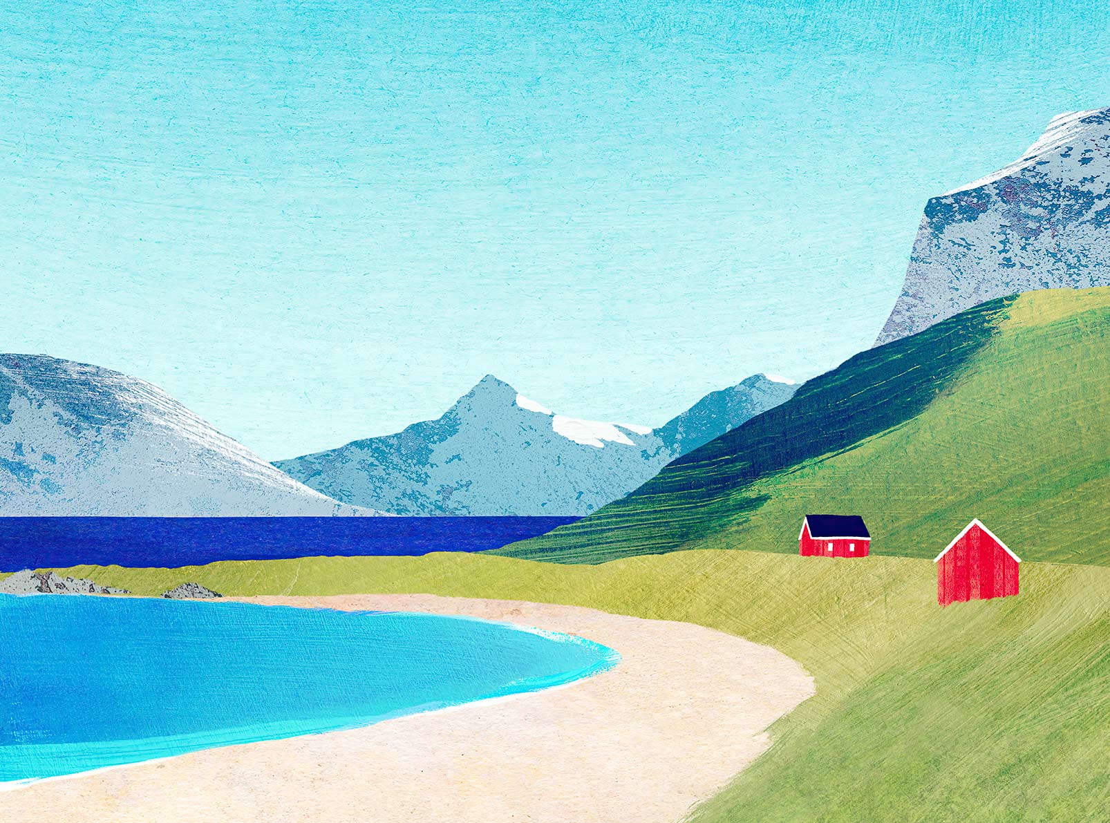 Papier peint panoramique cabanes en scandinavie - 364x270cm - 2