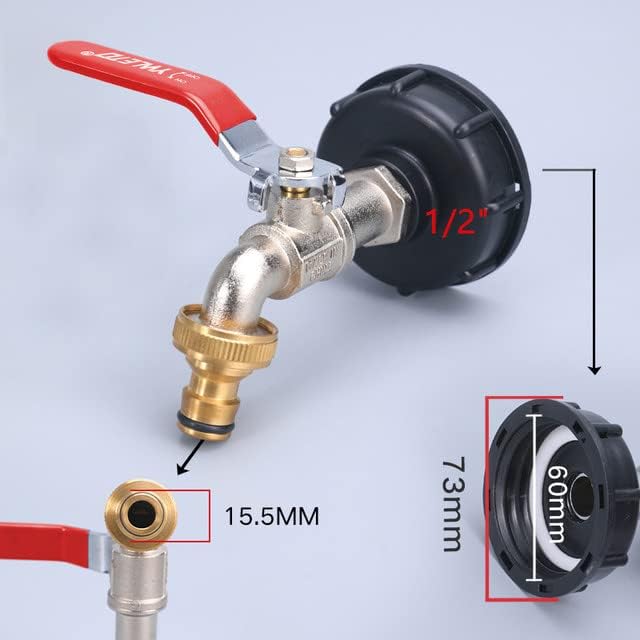 Rubinetto Per Cisterna 1000 Litri Adattatore Valvola Scarico Per Serbatoi IBC 1000L - Filettatura S60x6 A 1/2 Pollice, In Ottone/PE, Swt, Nuovo Centralina Irrigazione Rubinetto Per Cisterna 1000 Litri Adattatore Valvola Scarico Per Serbatoi IBC 1000L - Filettatura S60x6 A 1/2 Pollice, In Ottone/PE, Swt, Nuovo Centralina Irrigazione