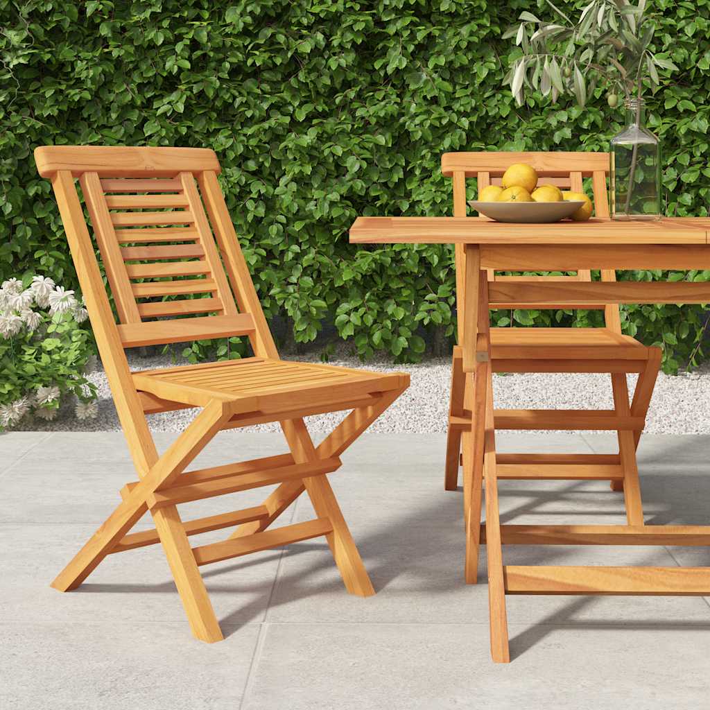 Chaises de pliantes lot de 2 47x63x90cm bois massif teck | Leroy Merlin