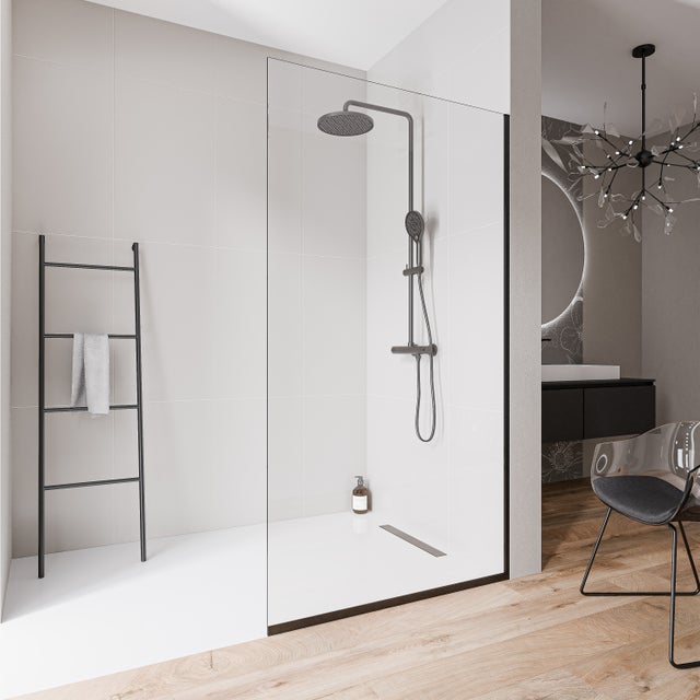 Bernstein Ścianka prysznicowa 110cm kabina EX102-2 Walk-In szkło ESG 10mm z powłoką Nano - profil ścienny i profil podłogowy