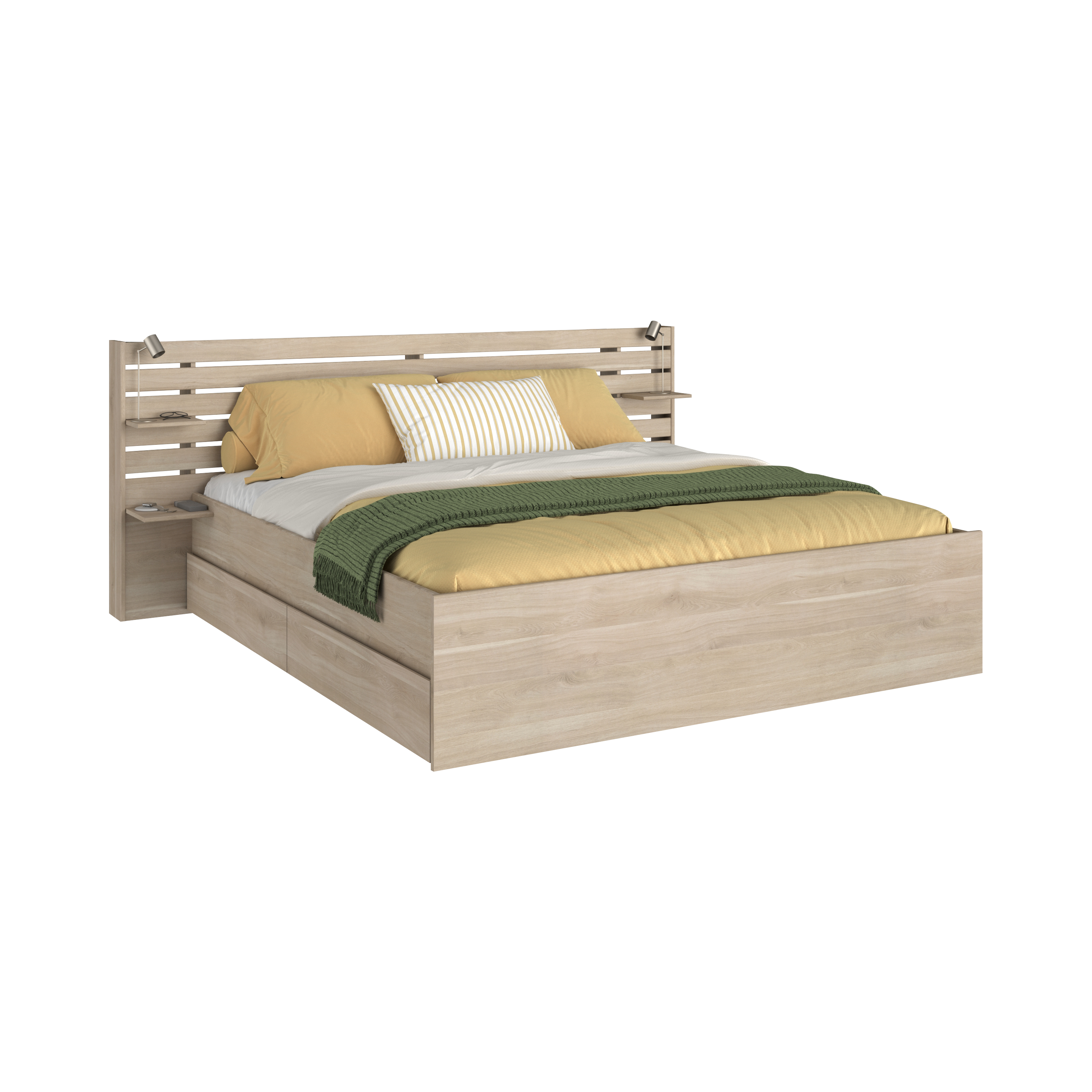 Lit avec tiroirs de rangement en option Palmyre-160 x 200 cm- - 2