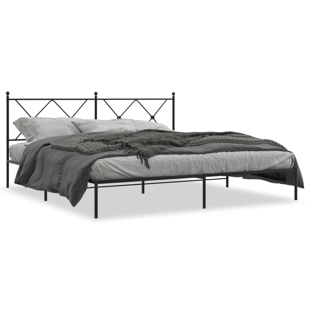 Łóżko Metalowe Czarne Rama Łóżka Ze Stelażem Do Sypialni Pokoju 183x213 cm