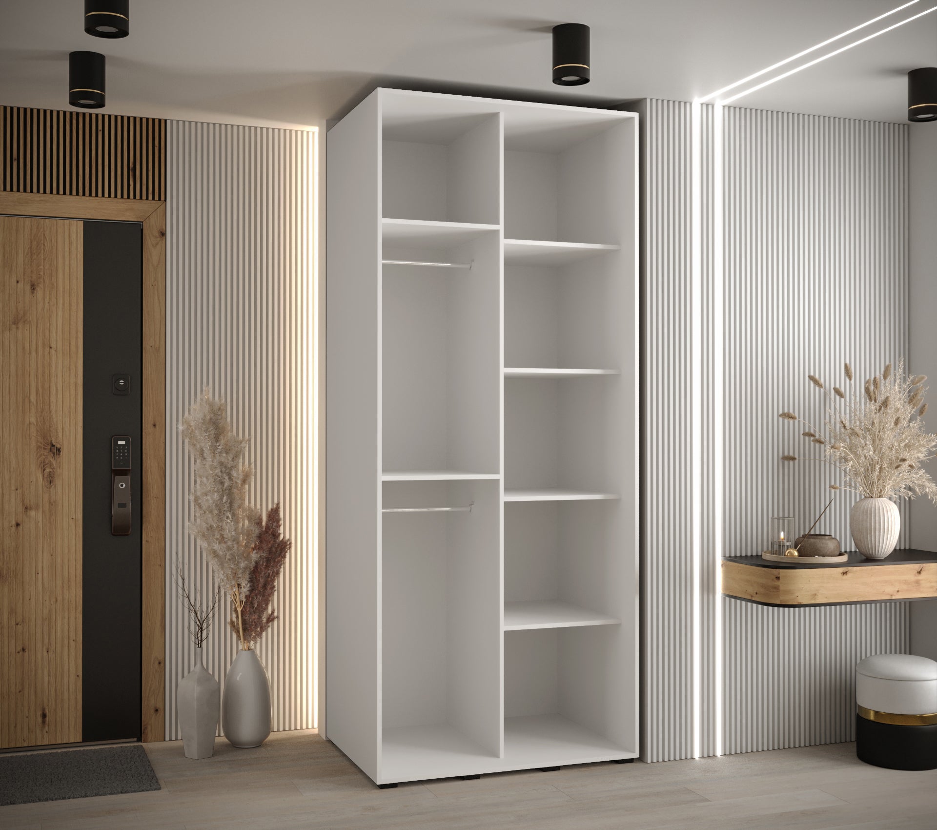 Szafa przesuwna wysoka Davos 8 120 x 60 x 235,2 cm biały + czarny + u. czarny - Abiks Meble - 4
