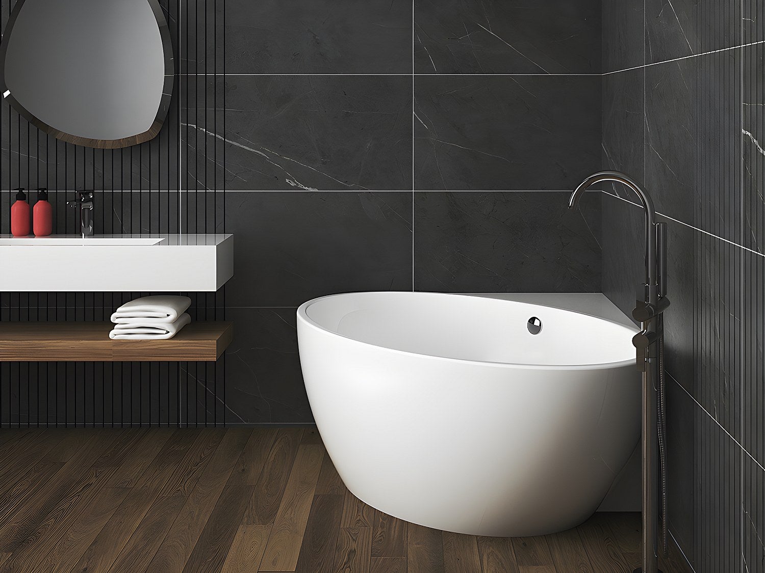 Wanna narożna - 197 L - 127 x 127 x 58 cm - Biała - Akryl - GOURAMI