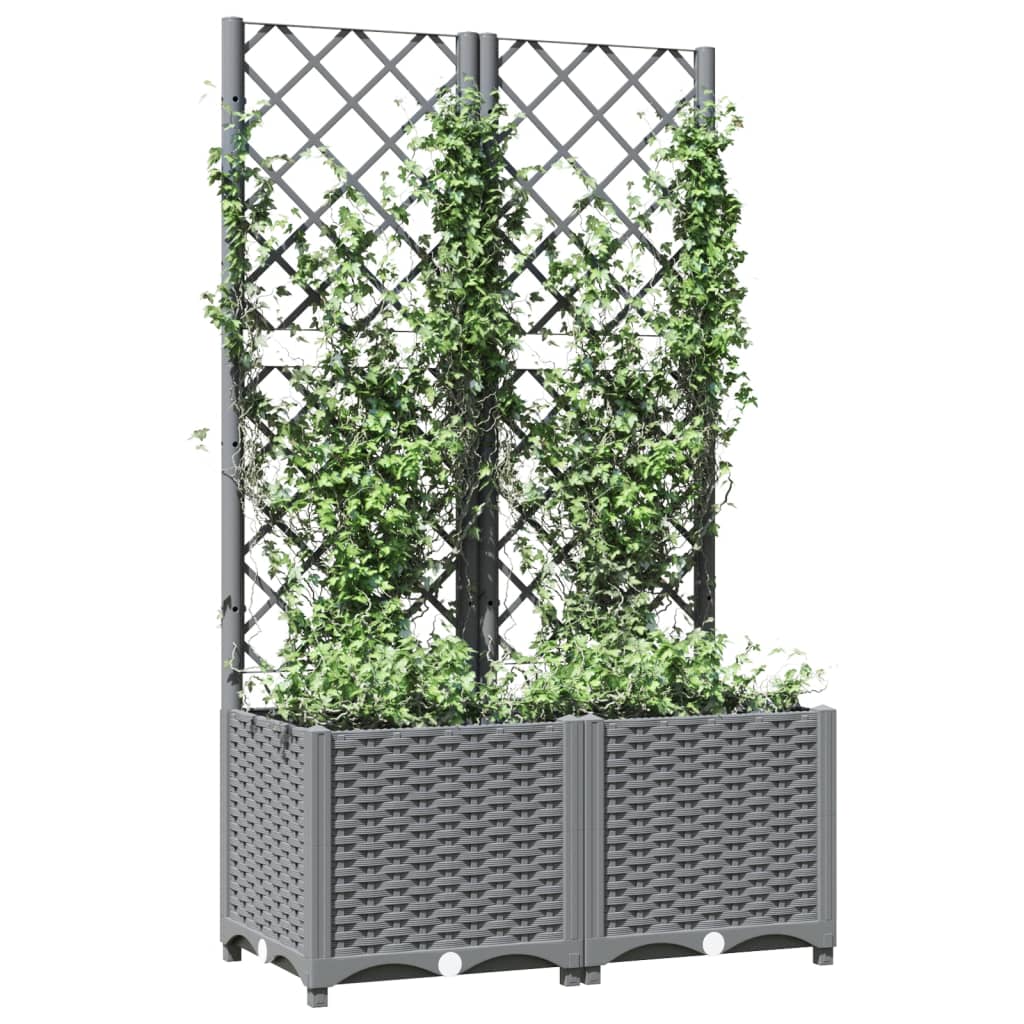 Maison Exclusive - Vaso/floreira jardim c/ treliça 80x40x136 cm PP cinza-claro - 3
