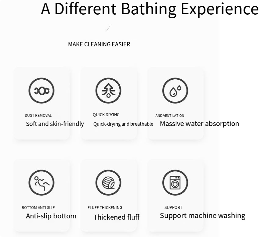 60*40cm Tapis de bain, joli tapis de douche, très absorbant, antidérapant, convient aux baignoires, salles de douche et salles de bains - 6