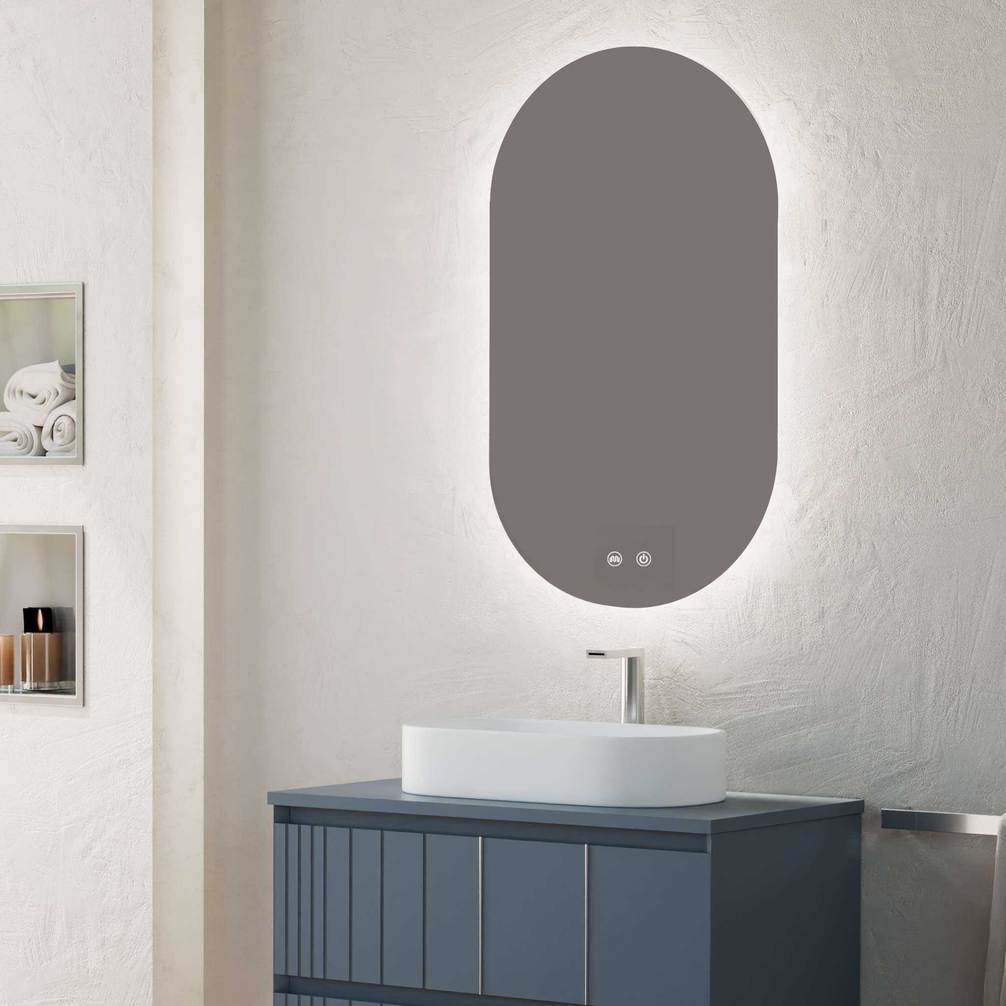 Miroir salle de bains LED rétroéclairé L50 x H90 cm – fonctions On/Off et anti-buée – PALMA SANIZÉO - 3