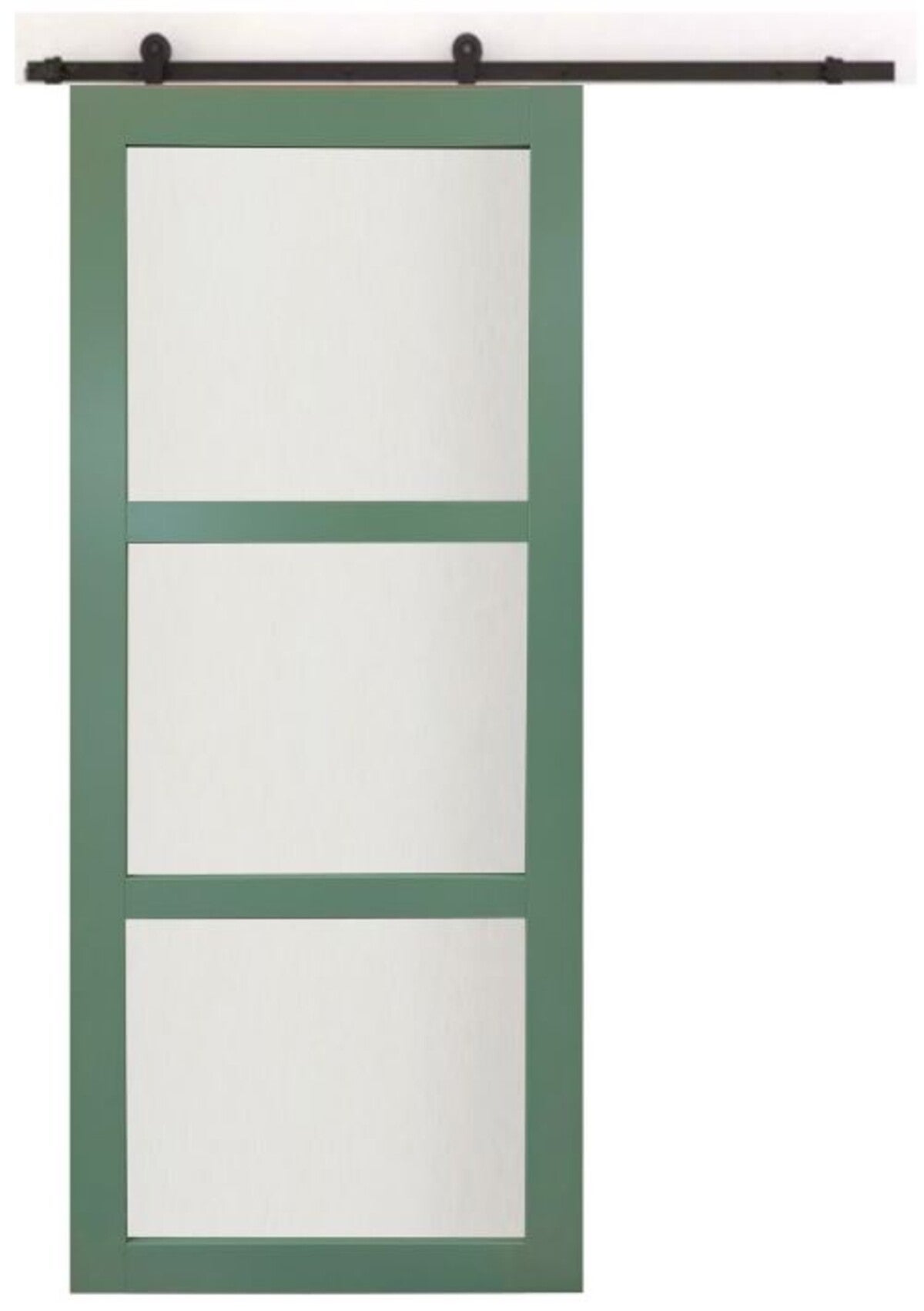 Puerta corredera de cristal verde al204 x l83 + carril enrollable sin manilla