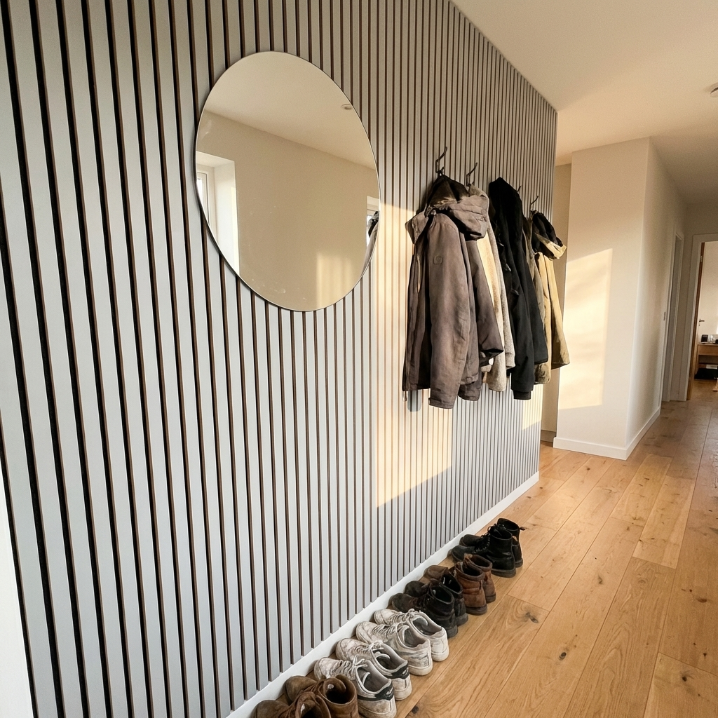 Lot de 2 - 240 x 60 cm - Panneau Tasseaux - Gris Cuir - Feutrine Noir - Qualité Premium - ep 21mm - 8