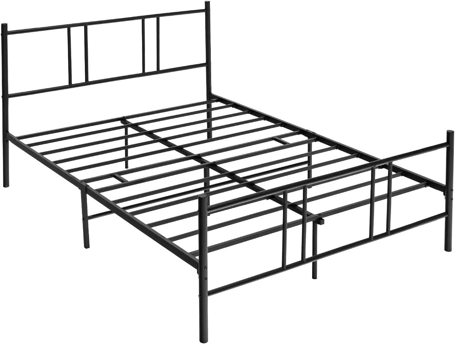 Rama Łóżka Platformowego 160 x 200 cm, Metalowy Stelaż Łóżka Podwójnego Typu King Size, Schowek pod Łóżkiem, Wysokość Wezgłowia 101 cm, Nośność 300 kg