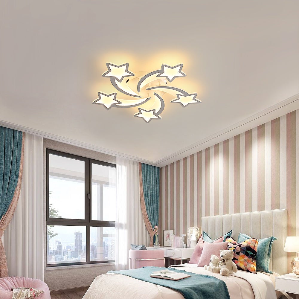 Plafonnier LED Pour Enfants En Bois Forme Fleur 30cm - 3000K 20W Avec Télécommande Et Veilleuse