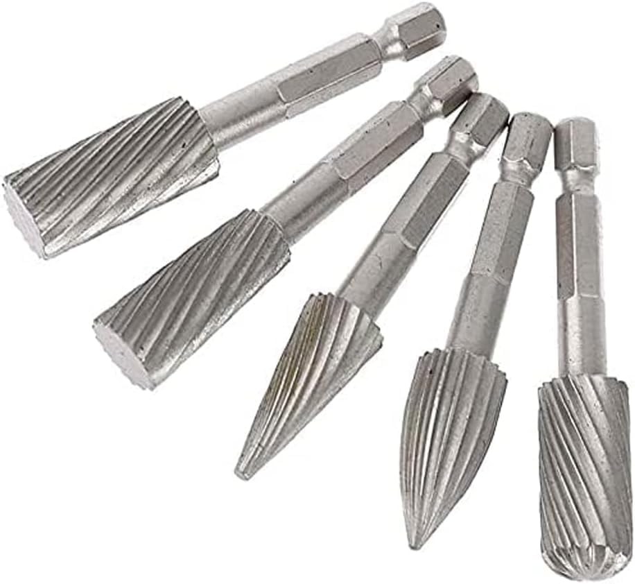 5 sztuk pilników obrotowych 1/4" trzpień sześciokątny stal szybkotnąca narzędzia do aluminium i żelaza