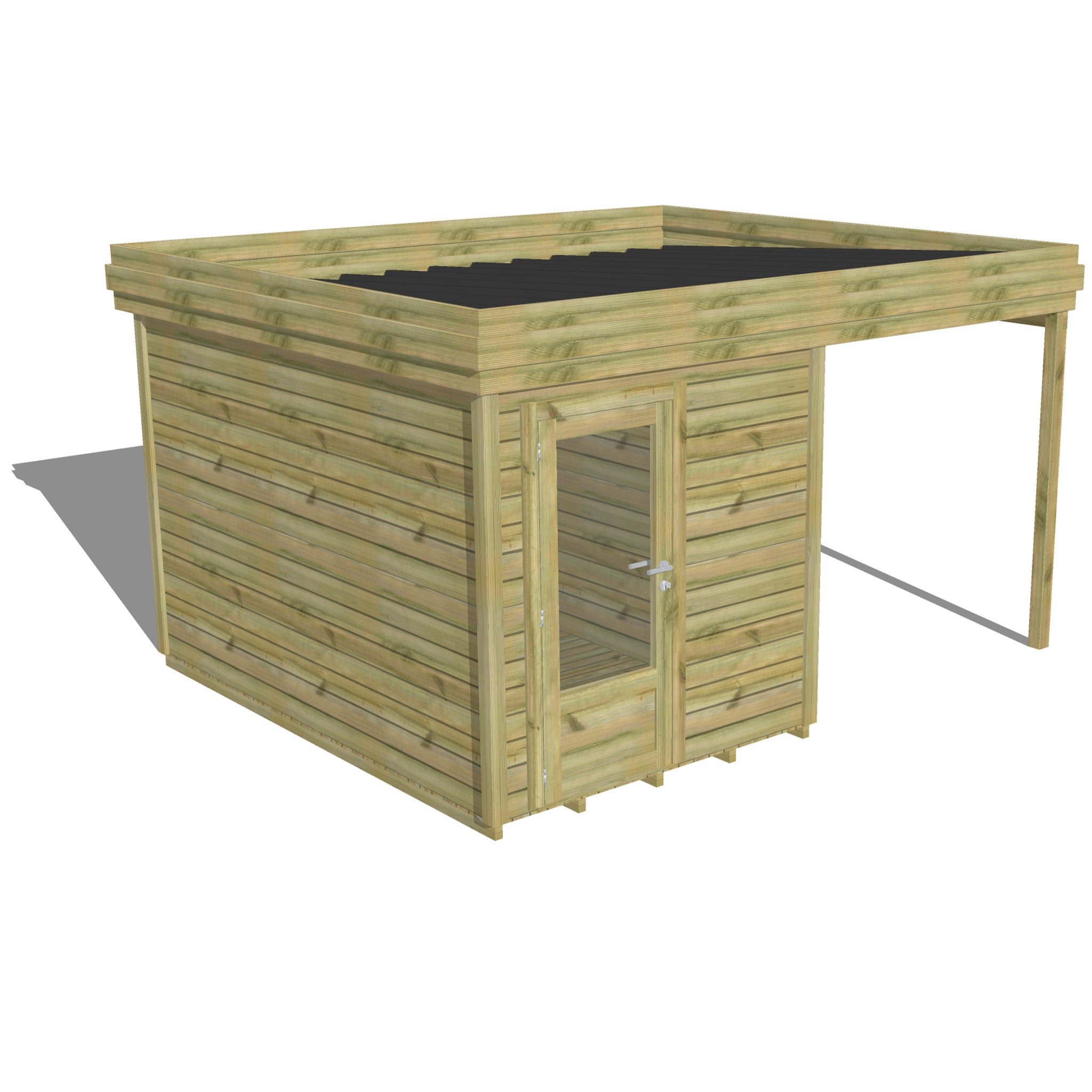 ABRI DE JARDIN bois Pin traité autoclave 27mm - 4,14x3,44m / 14,2m2 ...