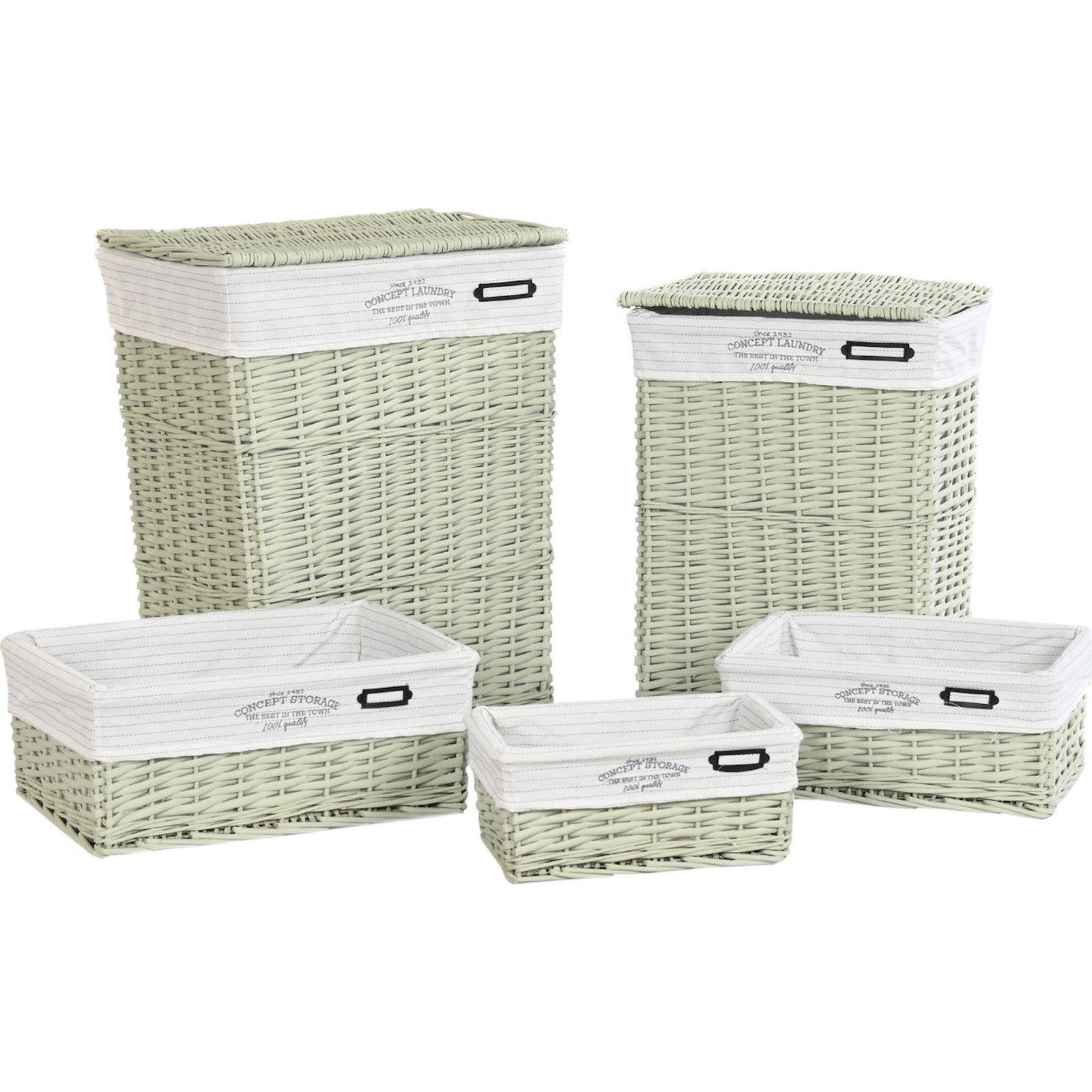 Panier Vert En Osier Synth tique Pour Int rieur Chic 44 X 34 X 56 Cm Panier vert en osier synth tique pour int rieur chic 44 x 34 x 56 cm
