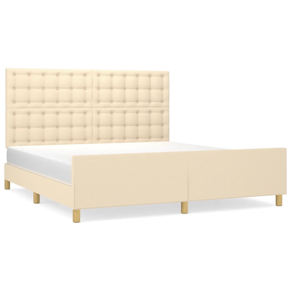Cadre de lit sans matelas crème 160 x 200 cm tissu - 2