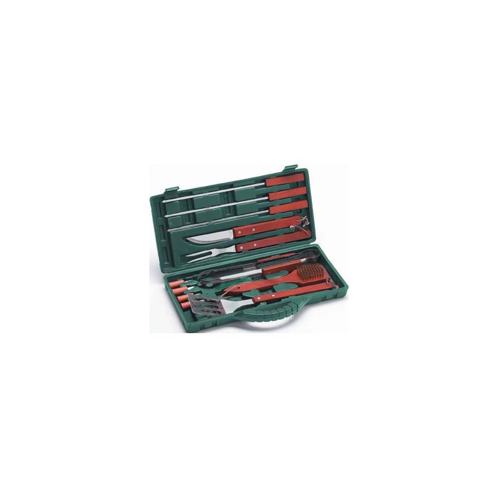 Set Attrezzi Barbecue 12 pezzi Acciaio inox Valigetta in Radica