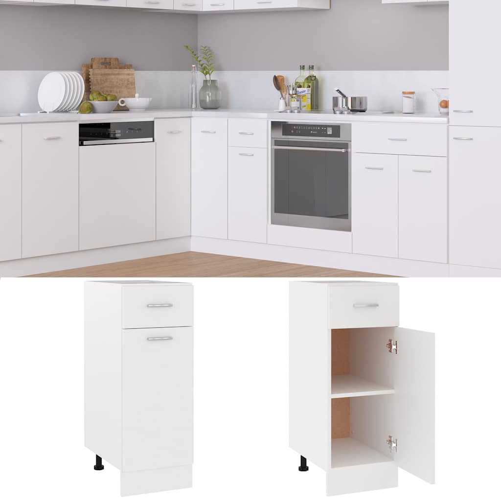 Armario bajo de cocina - módulo cocina con cajón blanco, 30 x 46 x 81,5 cm, madera de ingeniería