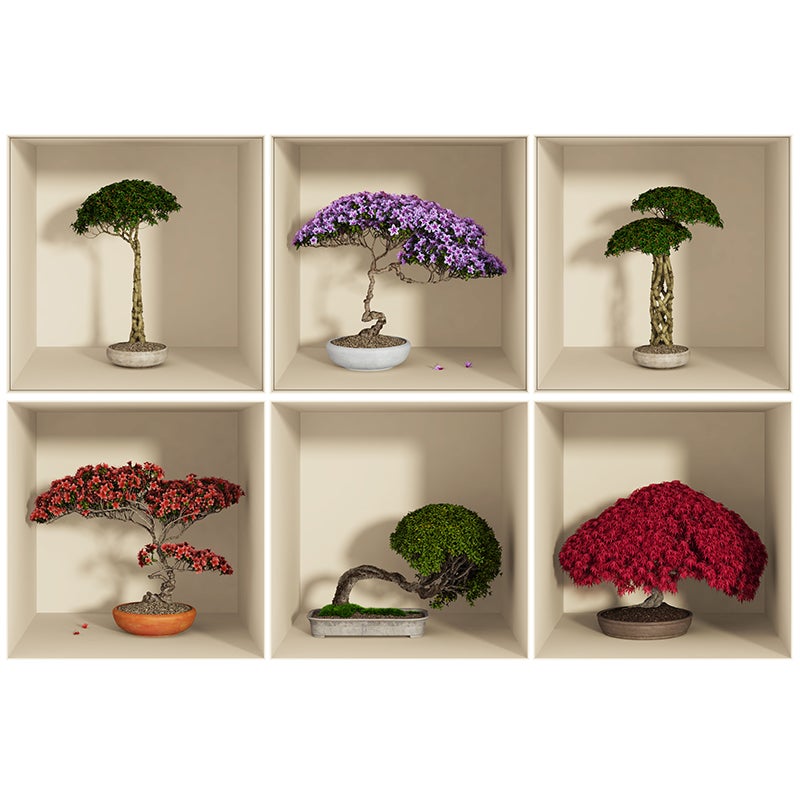 Pack di 6 adesivi 3D Bonsaïs multi colori - Sticker adesivo - adesivi murali - 60x90cm - 3