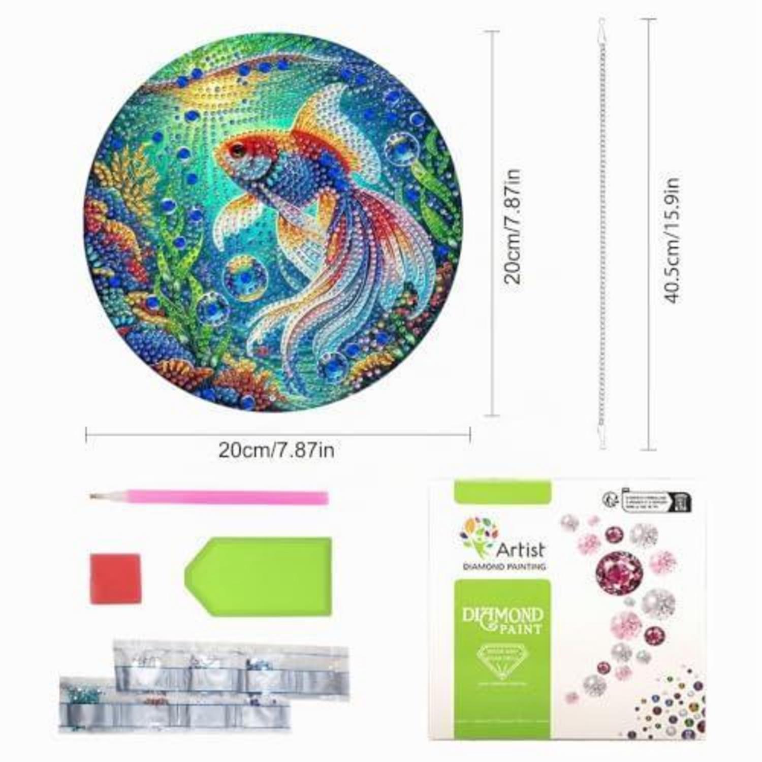 Kit Diamond Painting Fenêtre Poissons Colorés 5D Océan Brillant Recto ...