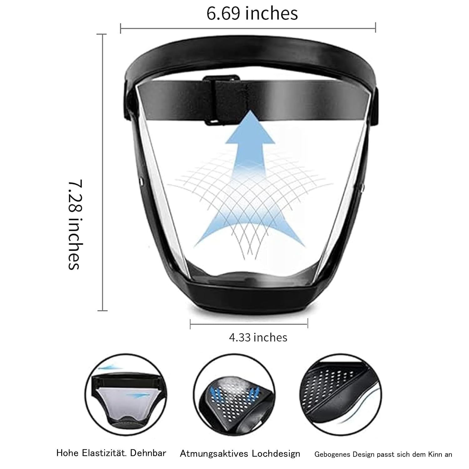 Visiere de protection, Masque Complet Facial Transparent Anti-fog Protective Full Face Shield, Réutilisables Écrans Faciaux HD, Visières de Sécurité - 3
