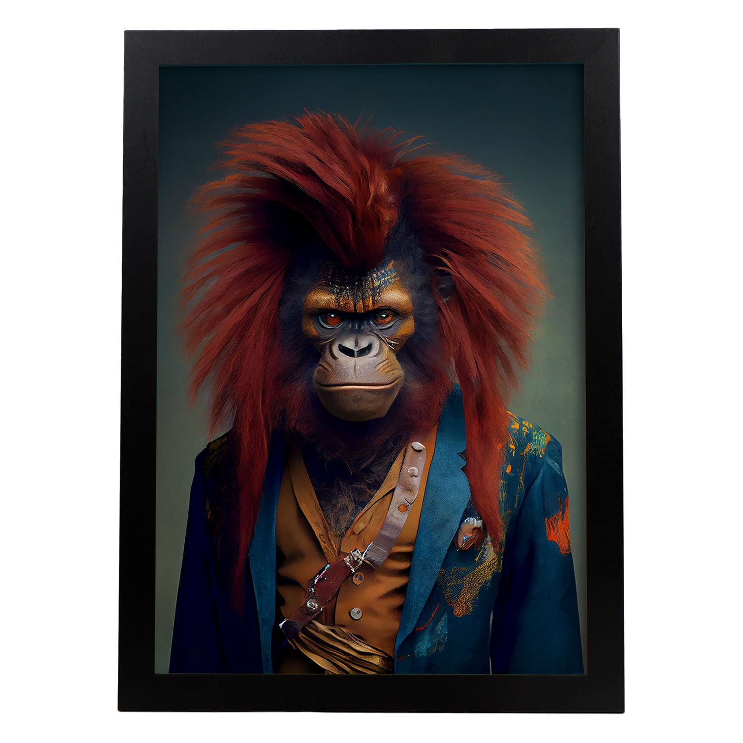Nacnic poster de orangután en estilo de fotografía a todo color divertidas ilustraciones realistas de animales con ropa humana a3 marco negro