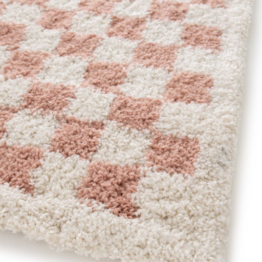 Tapis damier à poils longs - Colorama - Rose vintage - 120 x 170 cm - 4