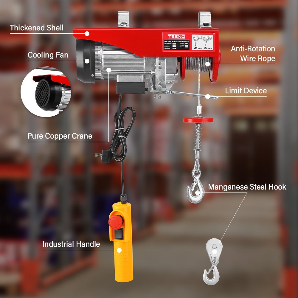 TEENO Treuil Electrique et Bras de support de palan électrique,Chevre de Levage 220v 1450W - 3