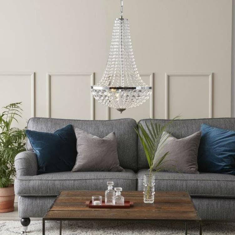 GRÄNSÖ-Lustre 2 lumières Métal/cristal Ø40cm - - 2