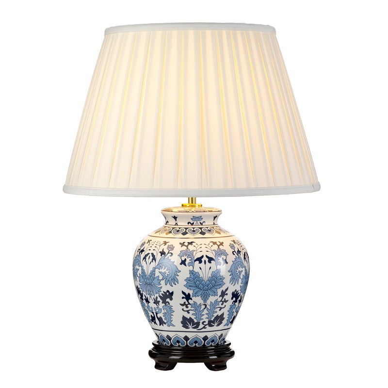 Lampa stołowa Linyi biało-niebieska 1xE27x60W ceramika / gips wym:50x35x19cm IP20 Designer's Lightbox