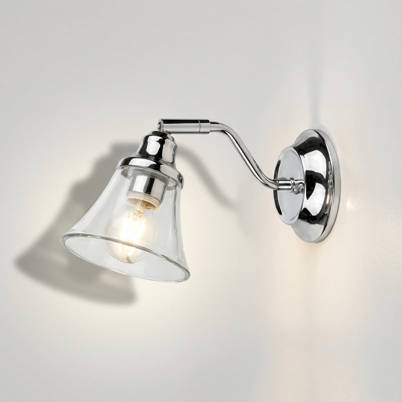 Kinkiet łazienkowy Antoine chromowany przezroczysty 1xE14x40W metal wym:13x11x21cm IP44 Rabalux