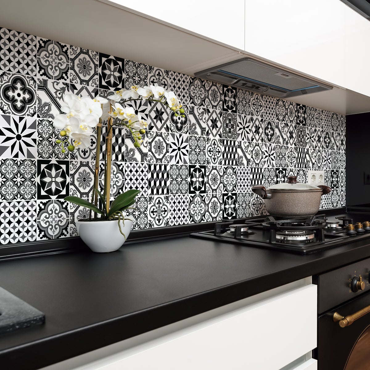 24 vinilos baldosas de cemento azulejos blacos - adhesivo de pared - revestimiento sticker mural decorativo - 24stickers15x15cm