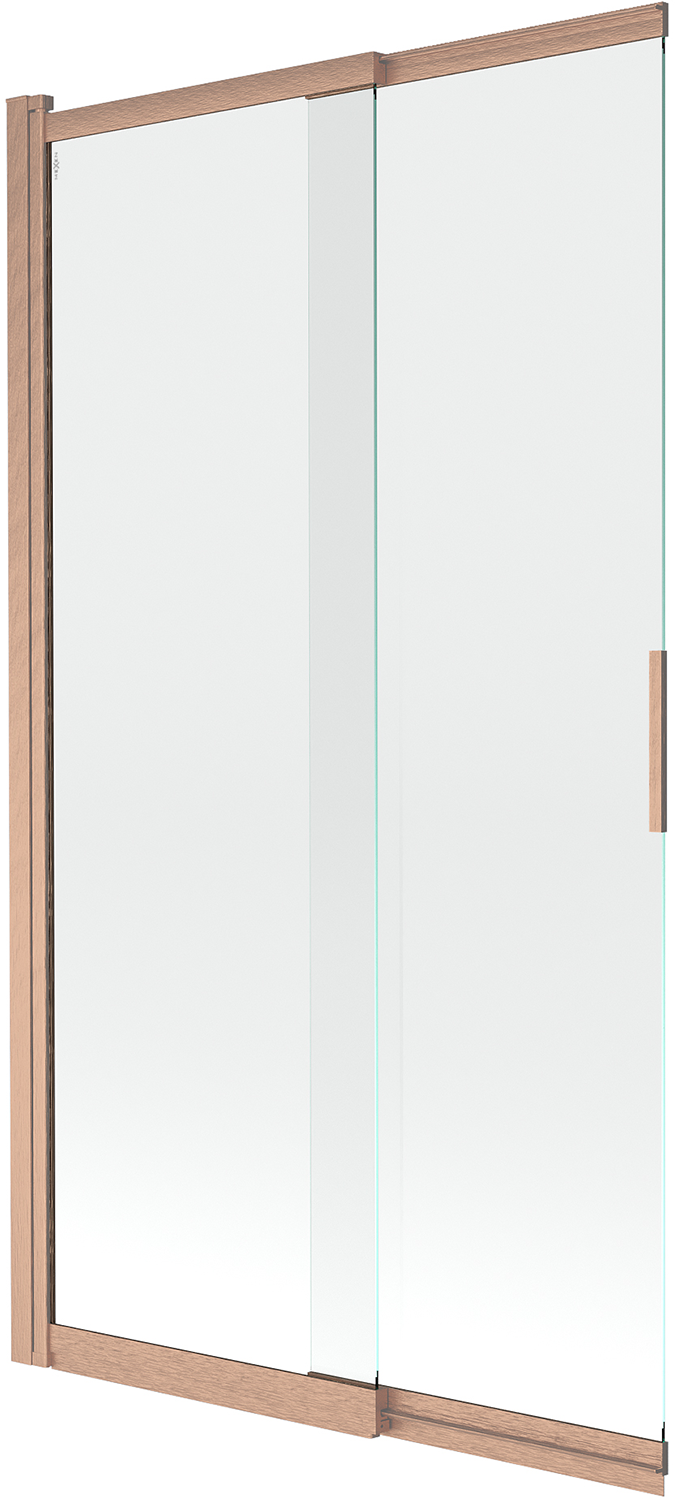 Mexen Fox parawan nawannowy 2-skrzydłowy przesuwny 100 x 150 cm, transparent, miedź szczotkowana - 891-100-002-65-00