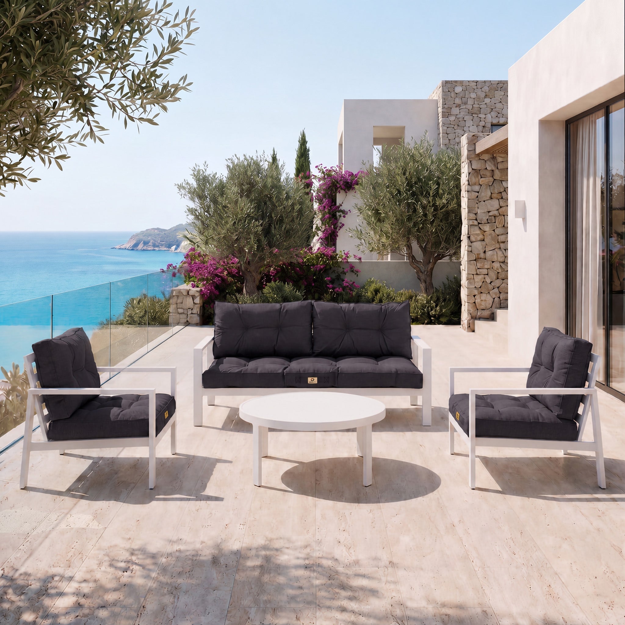 Coussins pour salon de jardin capitonné 120x60cm gris carbone - 6