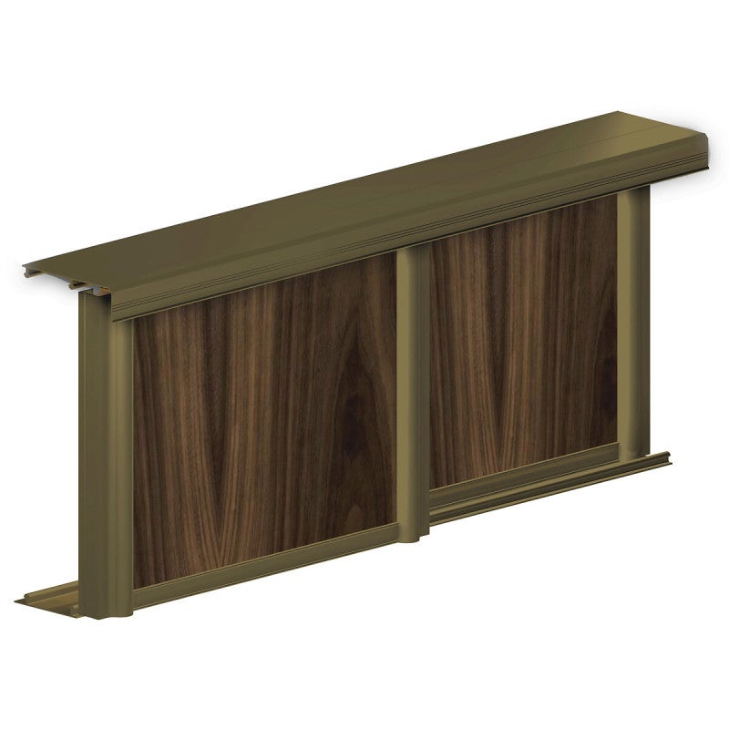 Profil bas en T SLID'UP 210 - 220 pour porte 18 mm max - 1,8 m - bronze - 3