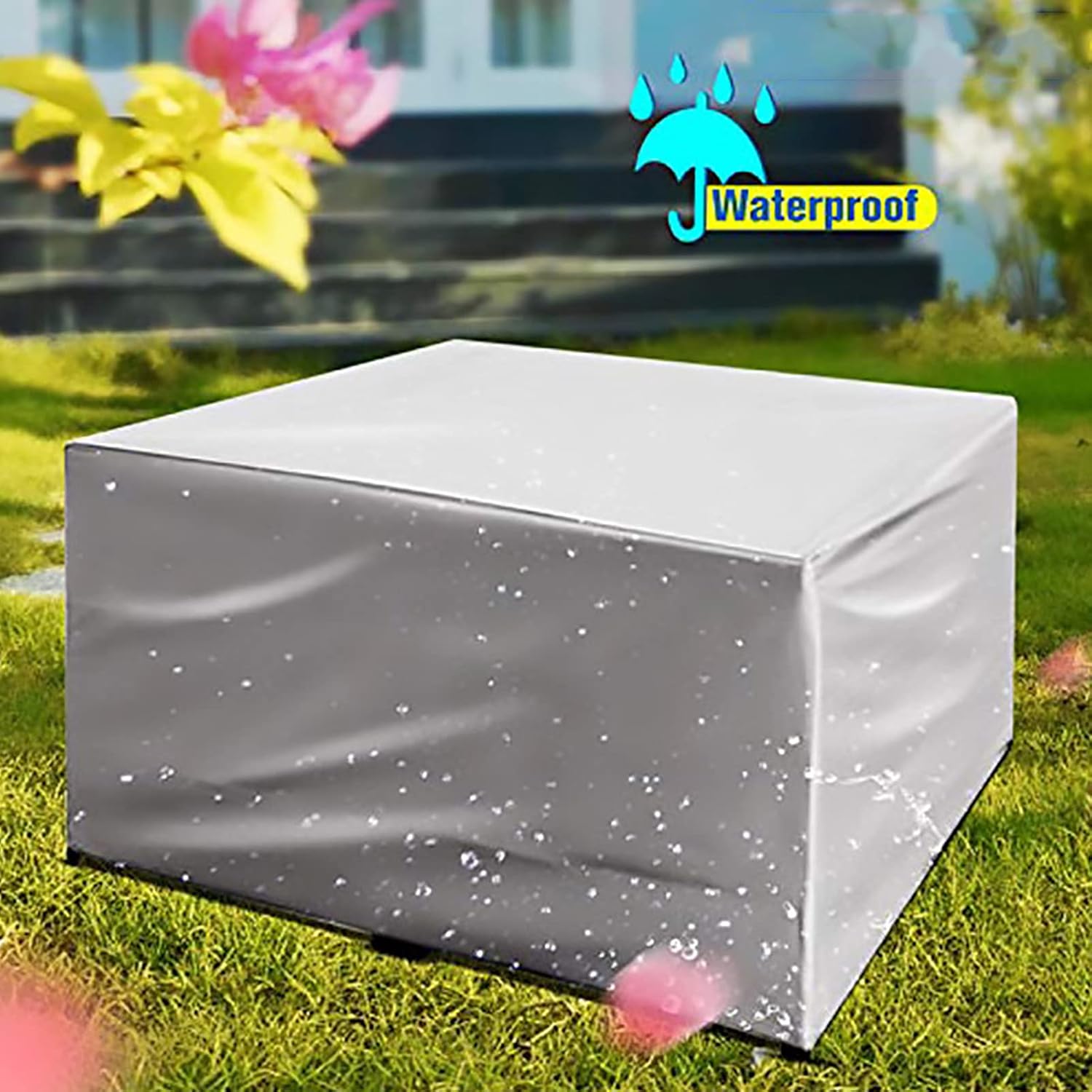 Housse de protection rectangulaire pour meubles de jardin, imperméable, anti-poussière, anti-UV, pour chaise ou table de jardin 120×120×85cm - 5