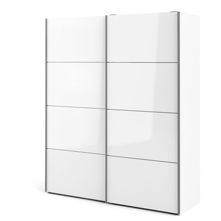 Veto szafa na ubrania B 2-drzwiowa w220 cm x sz182 biały, wysoki połysk biały.