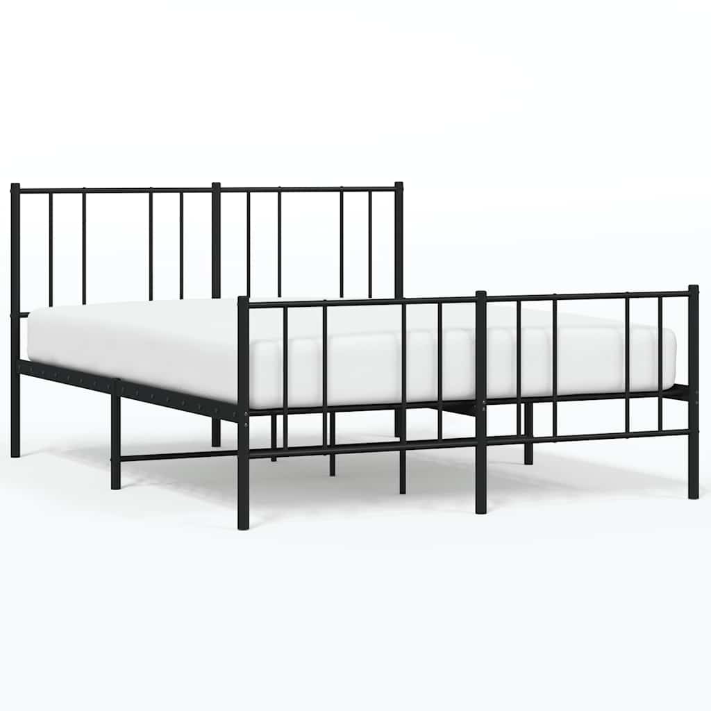 Łózko Metalowe Czarne Rama Łózka Metalowa Ze Stelażem 140x200 cm