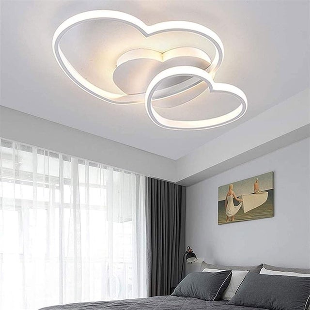Lampy sufitowe LED do sypialni, lampa sufitowa do pokoju, żyrandol w kształcie serca z pilotem, żyrandol do salonu, ściemnialny w 3 kolorach
