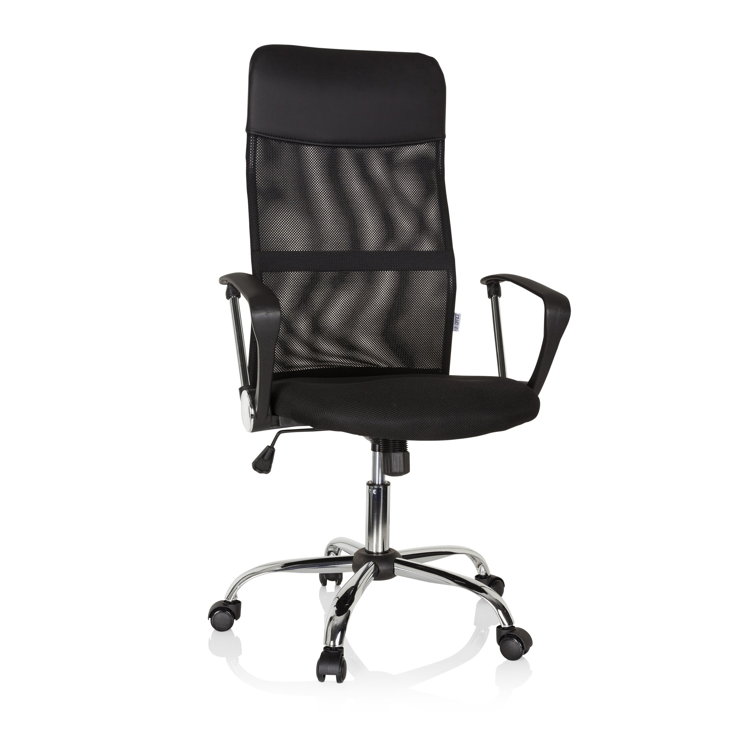 Silla de oficina / silla ejecutiva pure net malla / piel sintética negro cromado hjh office