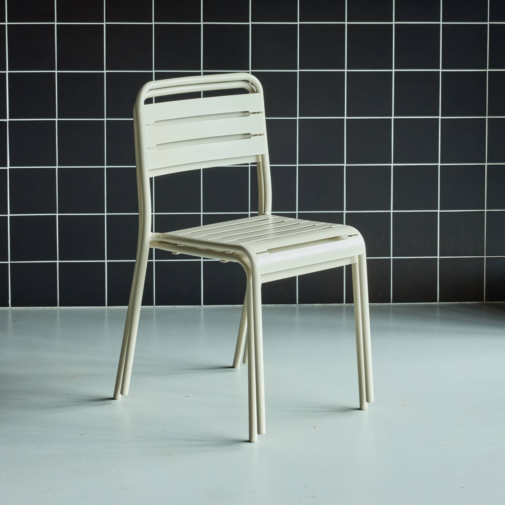 Set di 2 sedie da giardino in acciaio, Beige - 4