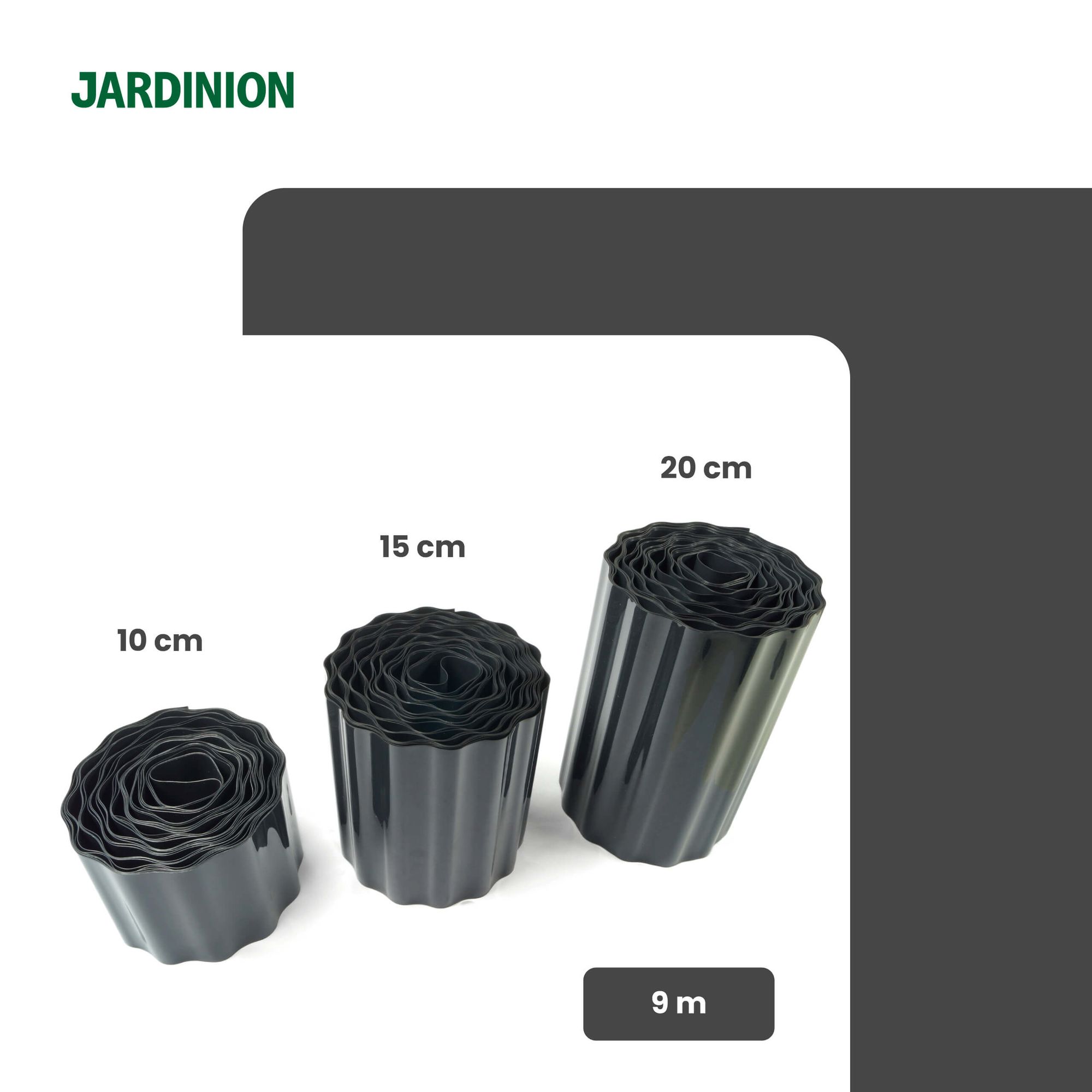 Bordure de pelouse 9 m noire 10 cm, barrière anti-racines polyvalente pour gazon, massifs et protection des plantes Jardinion - 4