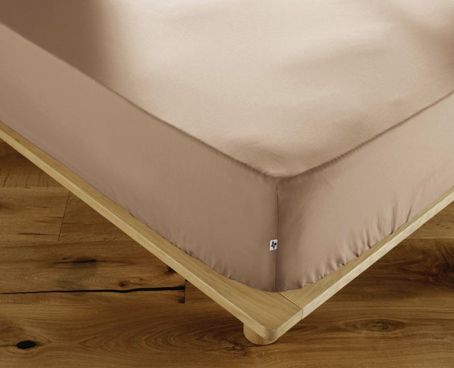 Drap-Housse 140 x 190 cm Percale de Coton 120 Fils Unie PERRINE – Ficelle