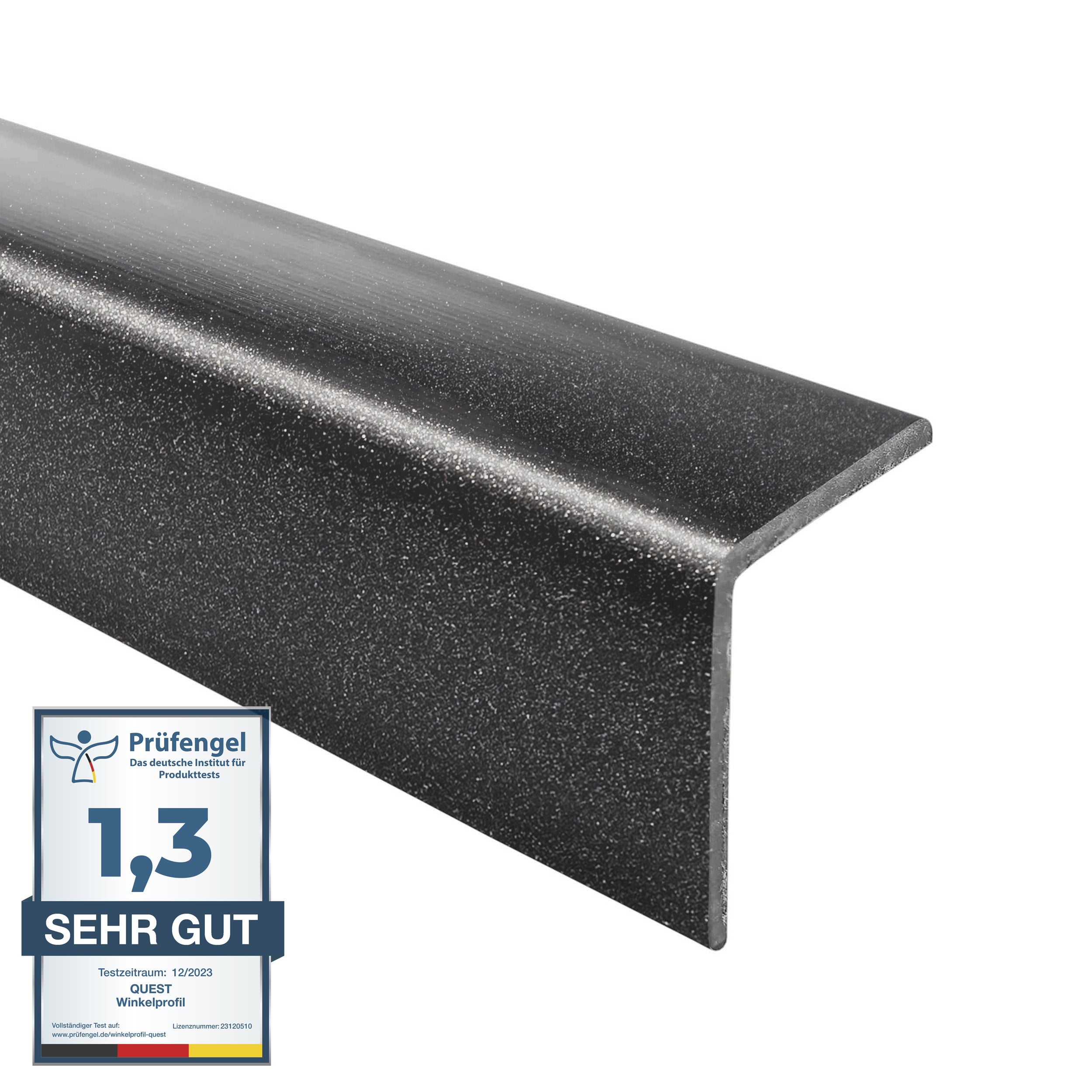 Kątownik miękki PCV 27x27 mm - ochronny profil L kątowy, narożnik odbojnikowy - 1 cm, czarno-srebrny