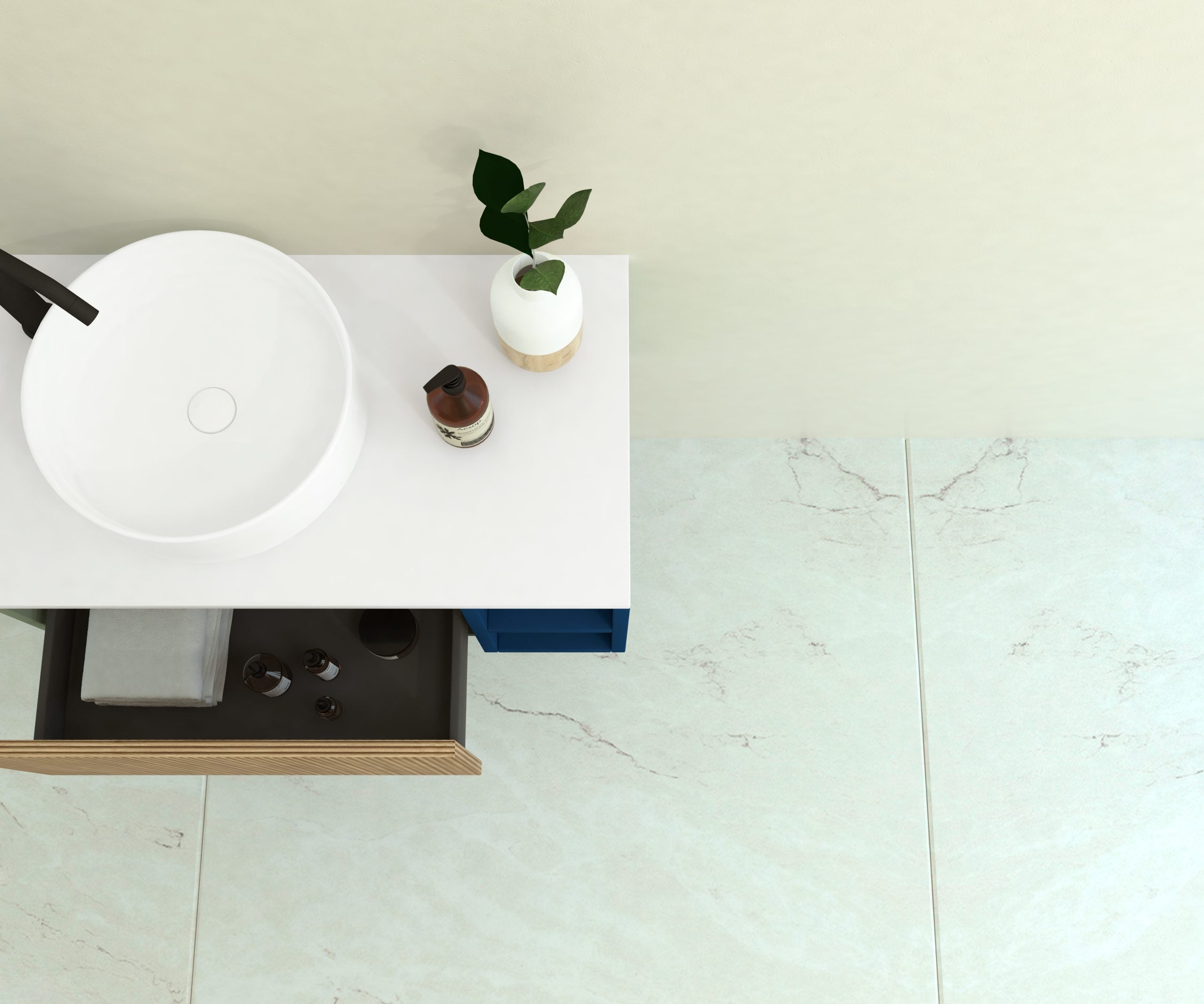 Ensemble de meubles de salle de bain Avantarea CHALAIN, Bleu outremer 80 cm + vasque + miroir Alma - 3